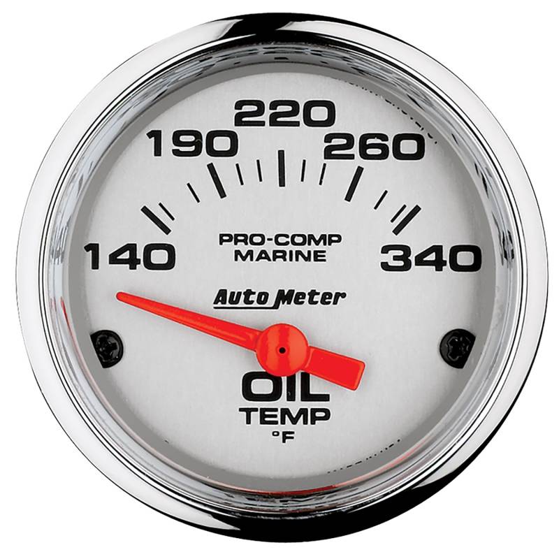 AutoMeter - AutoMeter GAUGE, OIL TEMP, 2 1/16" , 140-300 Degrees F, ELECTRIC, MARINE CHROME 200764-35