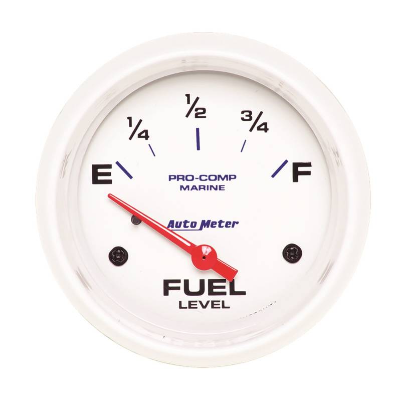 AutoMeter - AutoMeter GAUGE, FUEL LEVEL, 2 5/8" , 240OE TO 33OF, ELEC, MARINE WHITE 200761