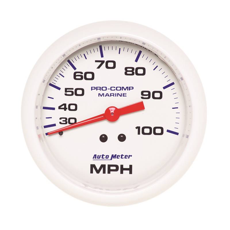 AutoMeter - AutoMeter GAUGE, SPEEDOMETER, 3 3/8" , 100MPH, MECHANICAL, MARINE WHITE 200754