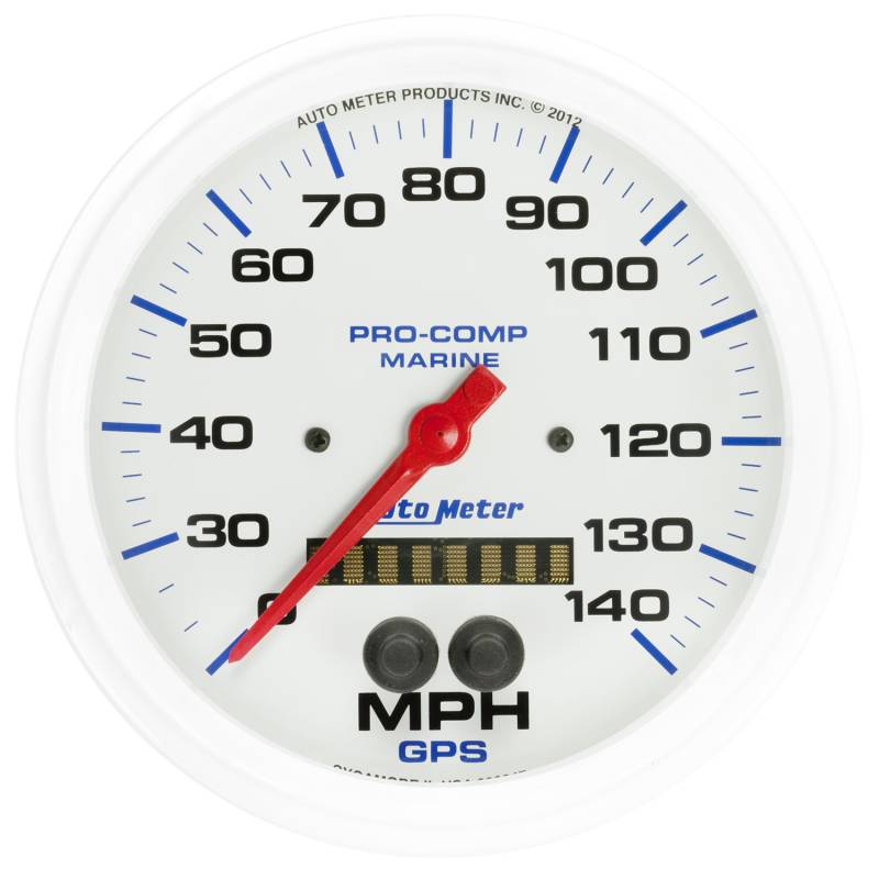 AutoMeter - AutoMeter GAUGE, SPEEDOMETER, 5" , 140MPH, GPS, MARINE WHITE 200647