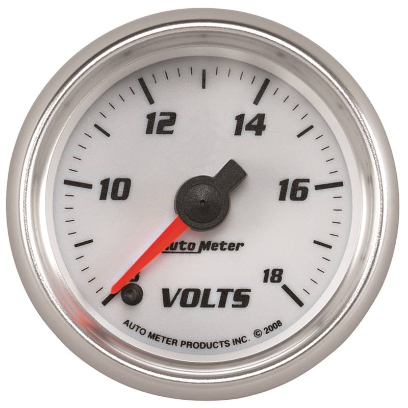 AutoMeter - AutoMeter GAUGE, VOLTMETER, 2 1/16" , 18V, DIGITAL STEPPER MOTOR, WHITE, PRO-CYCLE 19792