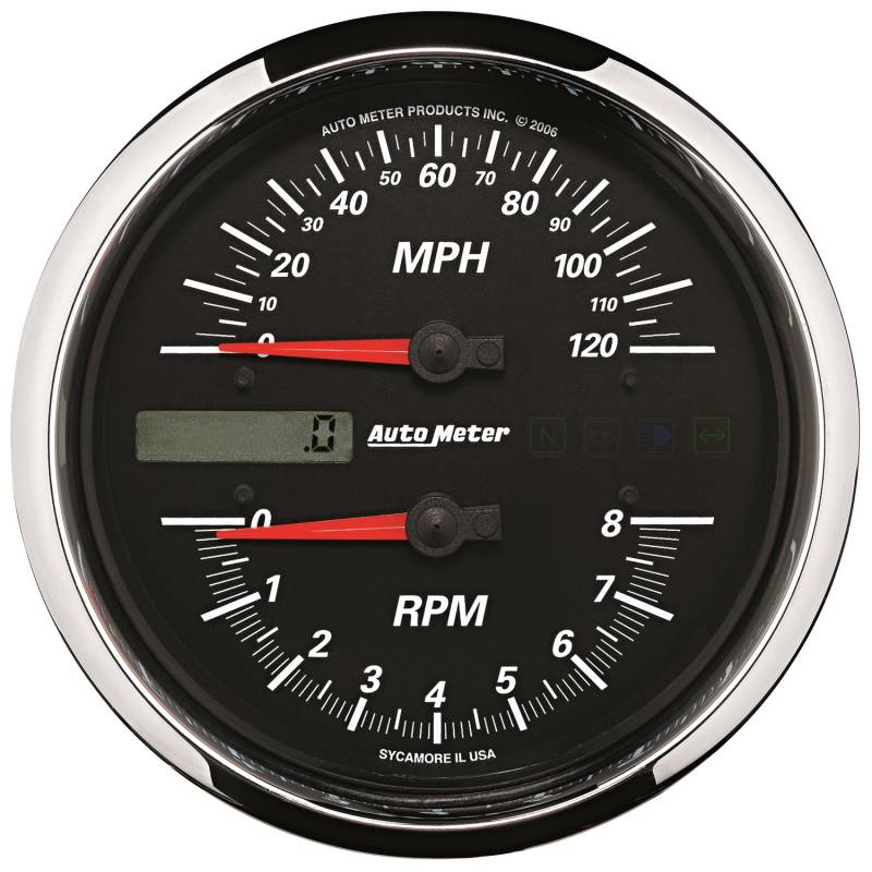 AutoMeter - AutoMeter GAUGE, TACH/SPEEDO, 4 1/2" , 8K RPM/120 MPH, BLACK, PRO-CYCLE 19466