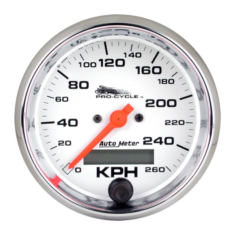 AutoMeter - AutoMeter GAUGE, SPEEDO, 3 3/4" , 160 MPH, ELEC, WHITE, PRO-CYCLE 19355