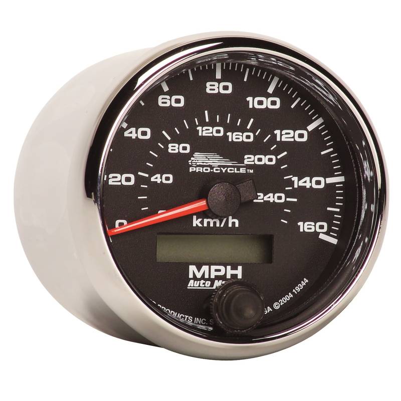 AutoMeter - AutoMeter GAUGE, SPEEDO, 2 5/8" , 160 MPH/260KM/H, ELEC, BLACK, PRO-CYCLE 19344