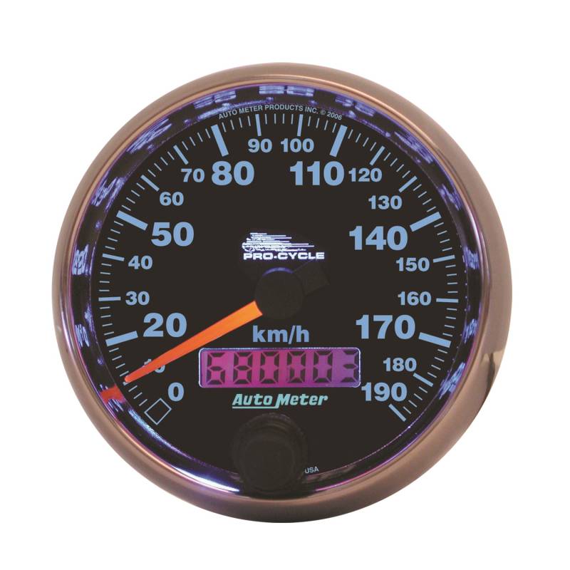 AutoMeter - AutoMeter GAUGE, SPEEDO, 2 5/8" , 190 KM/H, ELEC, BLACK, PRO-CYCLE 19340-M