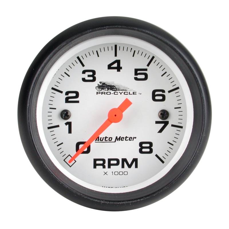 AutoMeter - AutoMeter GAUGE, TACH, 2 5/8" , 8K RPM, 2&4 CYLINDER, WHITE, PRO-CYCLE 19325