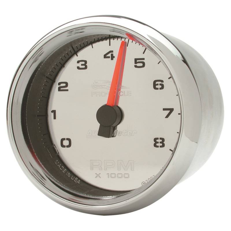 AutoMeter - AutoMeter GAUGE, TACH, 2-5/8" , 8K RPM, 2&4 CYLINDER, CHROME, PRO-CYCLE 19308