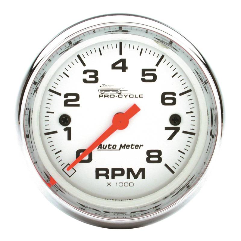AutoMeter - AutoMeter GAUGE, TACH, 2 5/8" , 8K RPM, 2&4 CYLINDER, WHITE, PRO-CYCLE 19305