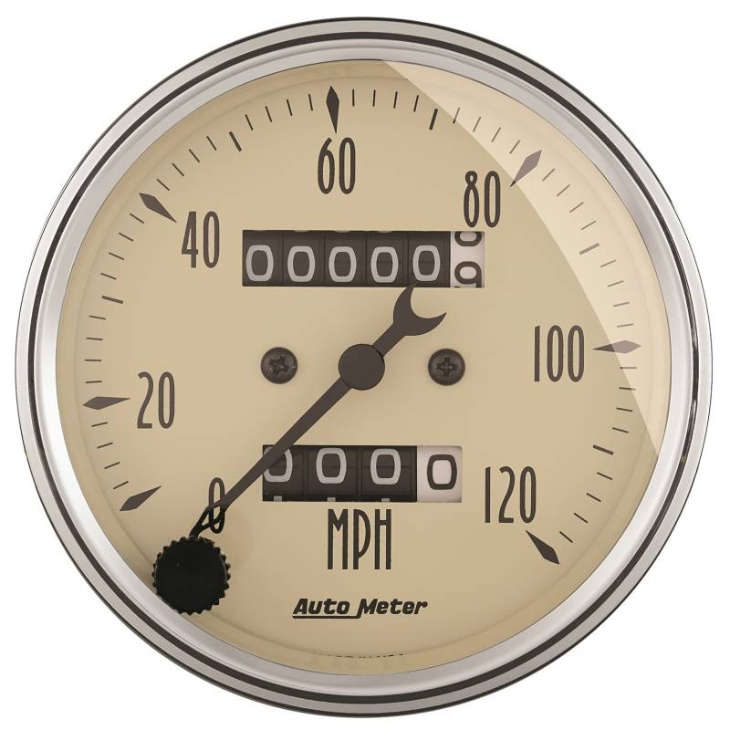 AutoMeter - AutoMeter GAUGE, SPEEDOMETER, 3 1/8" , 120MPH, MECHANICAL, ANTIQUE BEIGE 1896