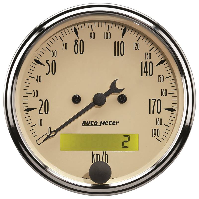 AutoMeter - AutoMeter GAUGE, SPEEDOMETER, 3 1/8" , 190KM/H, ELEC. PROG. W/ LCD ODO, ANTIQUE BEIGE 1887-M
