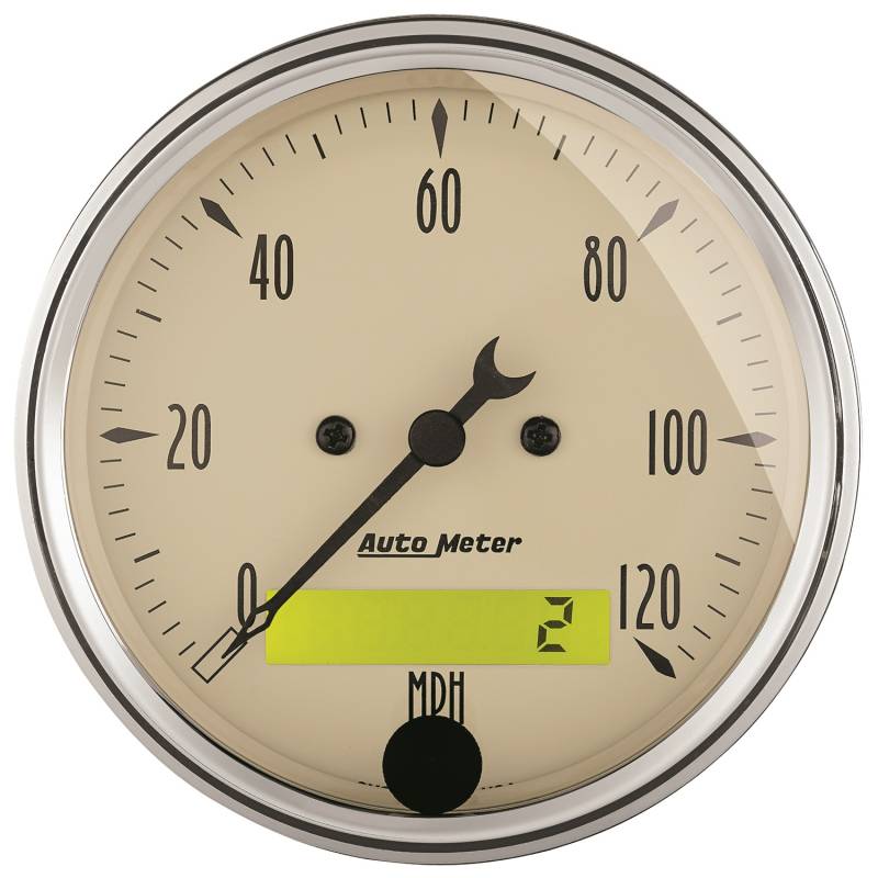 AutoMeter - AutoMeter GAUGE, SPEEDO., 3 1/8" , 120MPH, ELEC. PROG. W/ LCD ODO, ANTQ BEIGE 1887