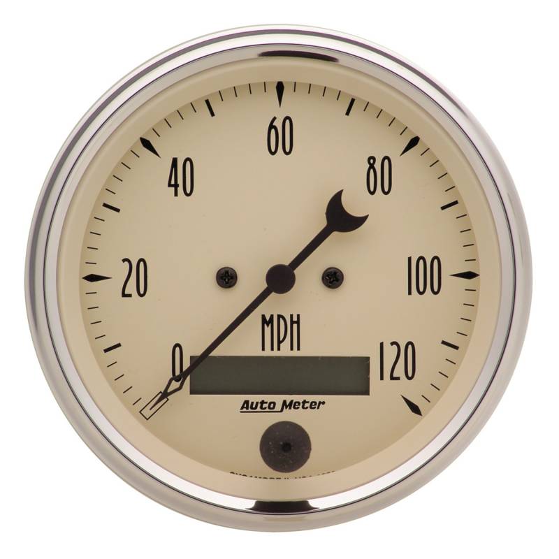 AutoMeter - AutoMeter GAUGE, SPEEDO., 3 3/8" , 120MPH, ELEC. PROG. W/ LCD ODO, ANTQ BEIGE 1880
