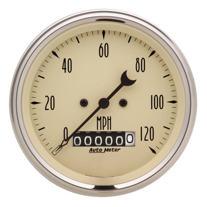 AutoMeter - AutoMeter GAUGE, SPEEDO., 3 3/8" , 120MPH, ELEC. PROG. W/ WHEEL ODO, ANTQ BEIGE 1879