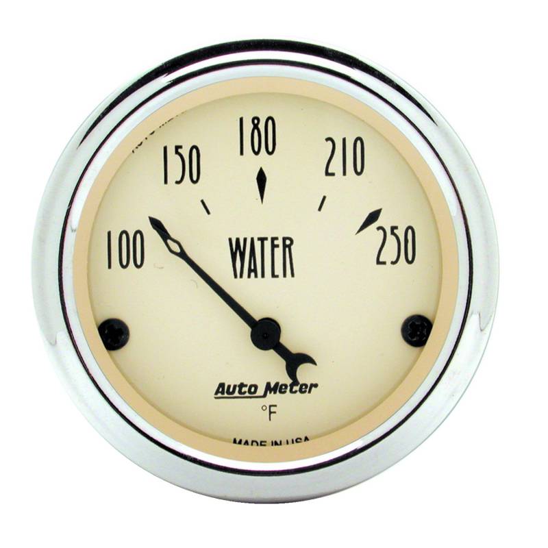 AutoMeter - AutoMeter GAUGE, WATER TEMP, 2 1/16" , 250 Degrees F, ELEC, ANTIQUE BEIGE 1837