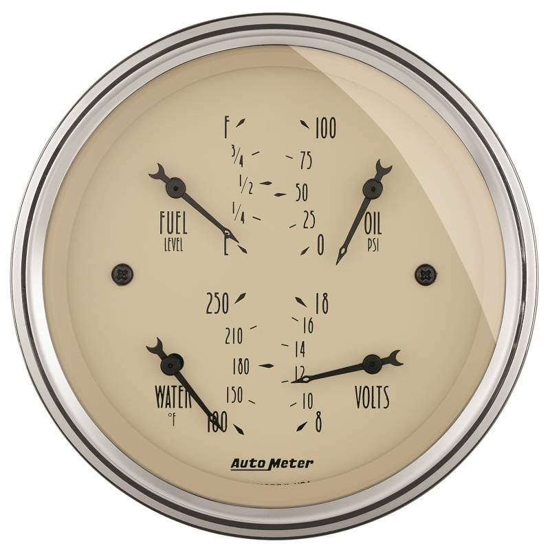 AutoMeter - AutoMeter GAUGE, QUAD, 3 3/8" , 0OE-90OF, ELEC, ANTIQUE BEIGE 1814
