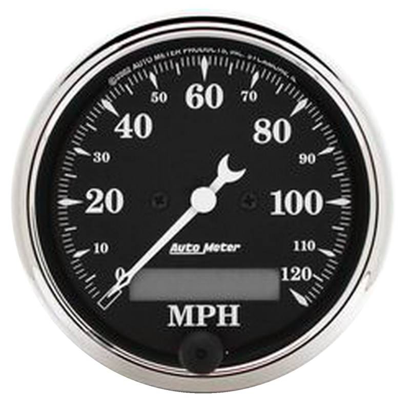 AutoMeter - AutoMeter GAUGE, SPEEDO., 3 1/8" , 120MPH, ELEC. PROG. W/ LCD ODO, OLD TYME BLK 1787