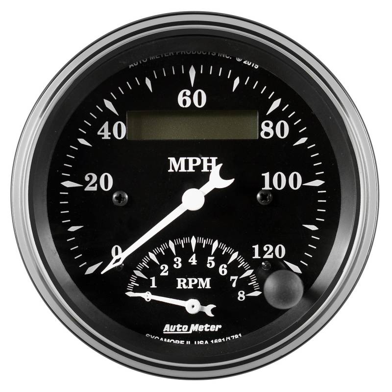 AutoMeter - AutoMeter GAUGE, TACH/SPEEDO, 3 3/8" , 120MPH & 8K RPM, ELEC. PROGRAM., OLD TYME BLK 1781