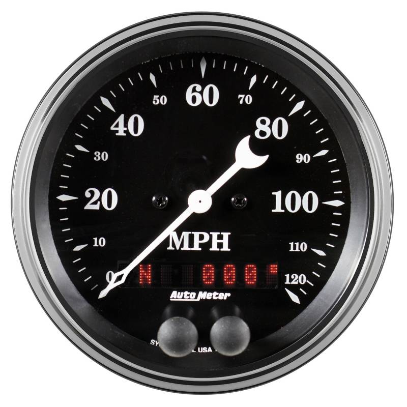 AutoMeter - AutoMeter GAUGE, SPEEDOMETER, 3 3/8" , 120MPH, GPS, OLD TYME BLACK 1749