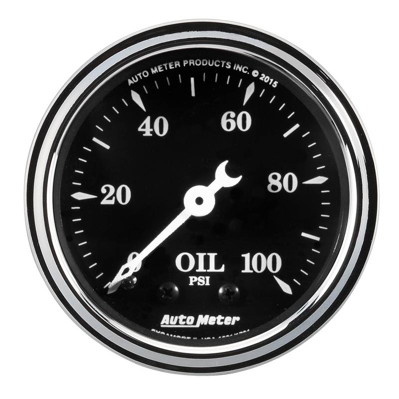 AutoMeter - AutoMeter GAUGE, OIL PRESS, 2 1/16" , 100PSI, MECH, OLD TYME BLACK 1721