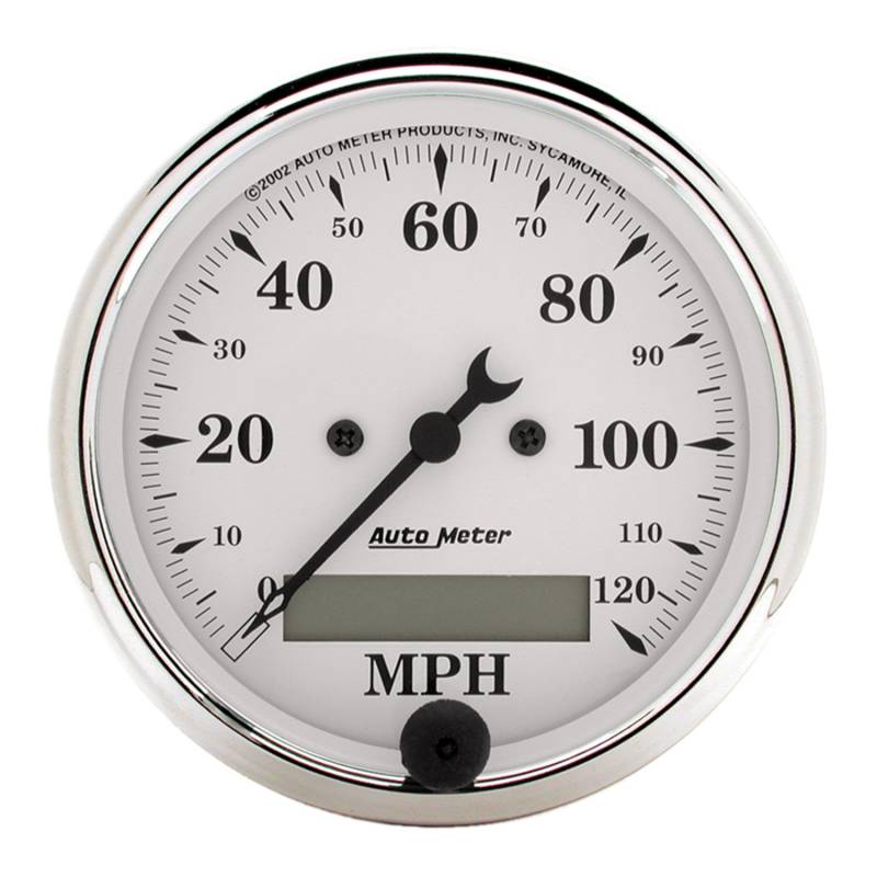 AutoMeter - AutoMeter GAUGE, SPEEDO., 3 1/8" , 120MPH, ELEC. PROG. W/ LCD ODO, OLD TYME WHITE 1688