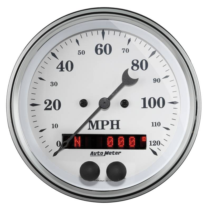 AutoMeter - AutoMeter GAUGE, SPEEDOMETER, 3 3/8" , 120MPH, GPS, OLD TYME WHITE 1649