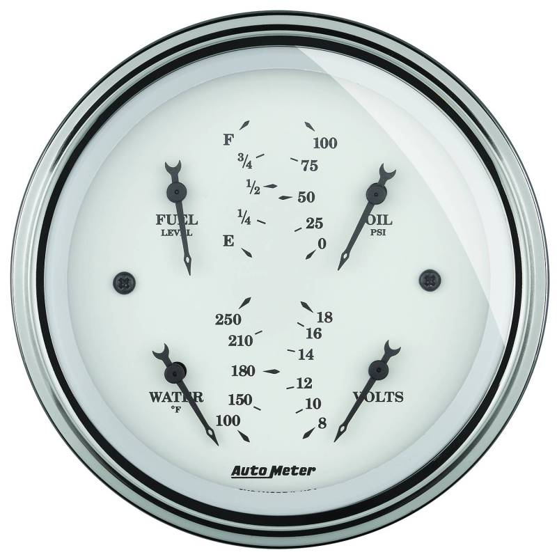 AutoMeter - AutoMeter GAUGE, QUAD, 3 3/8" , 0OE-90OF, ELEC, OLD TYME WHITE 1614