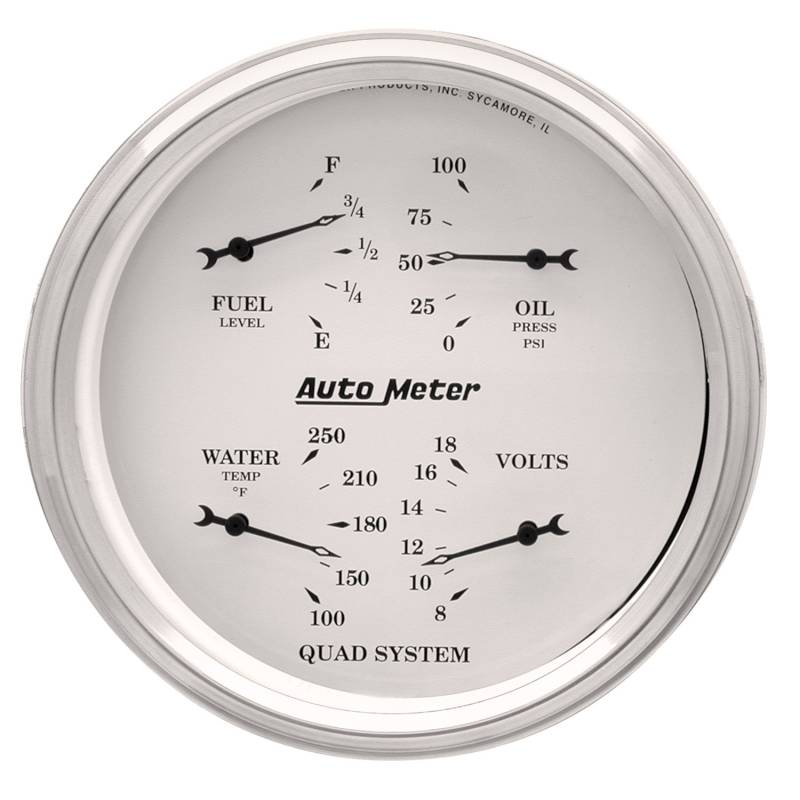 AutoMeter - AutoMeter GAUGE, QUAD, 5" , 240OE-33OF, ELEC, OLD TYME WHITE 1610