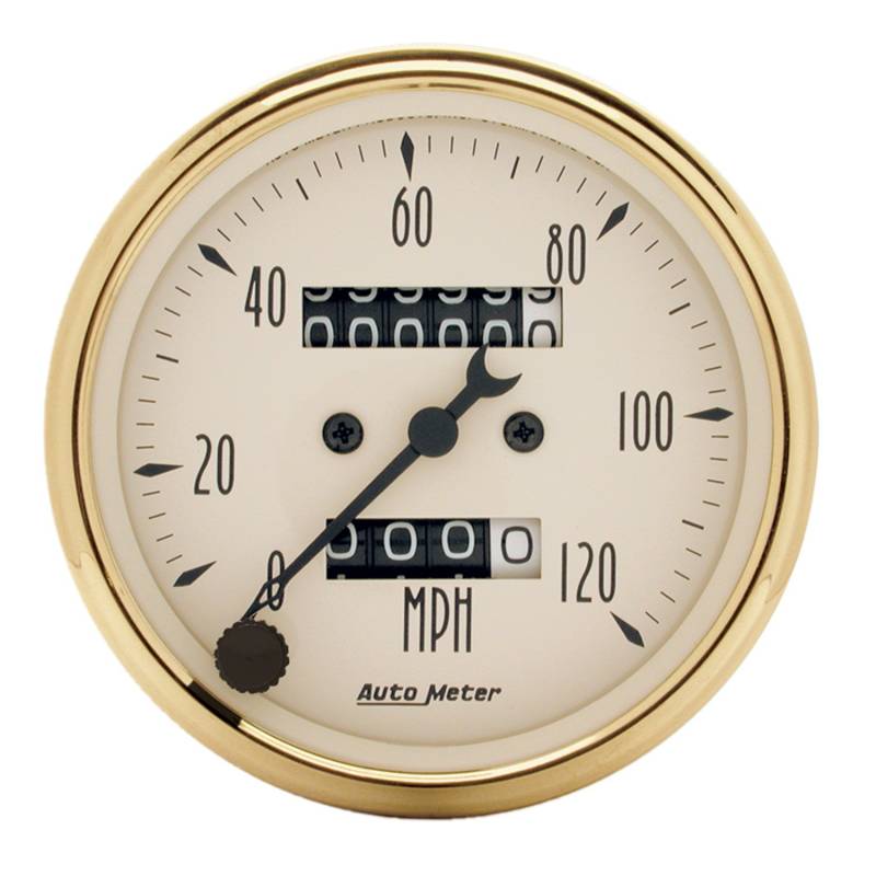 AutoMeter - AutoMeter GAUGE, SPEEDOMETER, 3 1/8" , 120MPH, MECHANICAL, BLACK BZL, GOLDEN OLDIES 1593