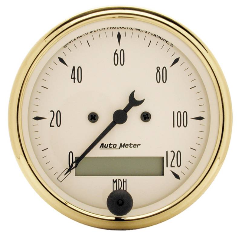 AutoMeter - AutoMeter GAUGE, SPEEDOMETER, 3 1/8" , 120MPH, ELEC. PROG. W/ LCD ODO, GOLDEN OLDIES 1588