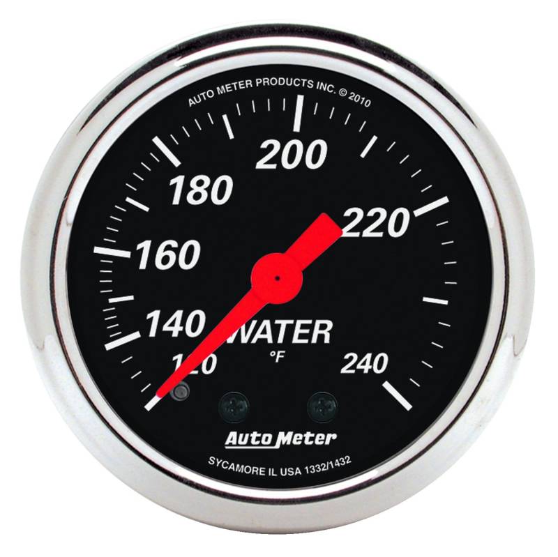 AutoMeter - AutoMeter GAUGE, WATER TEMP, 2 1/16" , 120-240 Degrees F, MECH, DESIGNER BLACK 1432