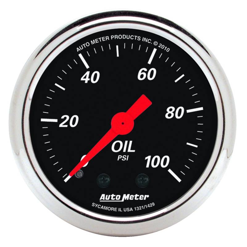AutoMeter - AutoMeter GAUGE, OIL PRESS, 2 1/16" , 100PSI, MECH, DESIGNER BLACK 1429