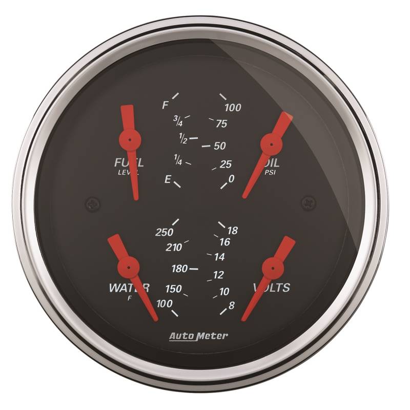 AutoMeter - AutoMeter GAUGE, QUAD, 3 3/8" , 0OE-90OF, ELEC, DESIGNER BLACK 1414