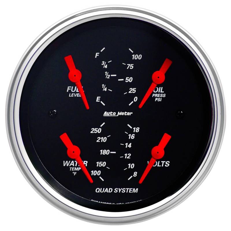 AutoMeter - AutoMeter GAUGE, QUAD, 3 3/8" , 240OE-33OF, ELEC, DESIGNER BLACK 1412