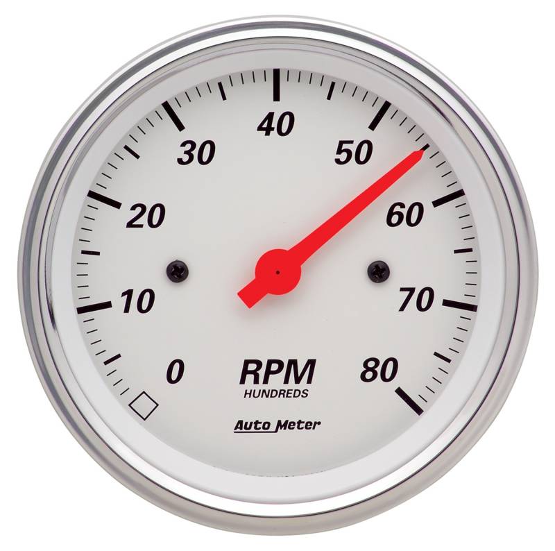 AutoMeter - AutoMeter GAUGE, TACHOMETER, 3 3/8" , 8K RPM, IN-DASH, ARCTIC WHITE 1390
