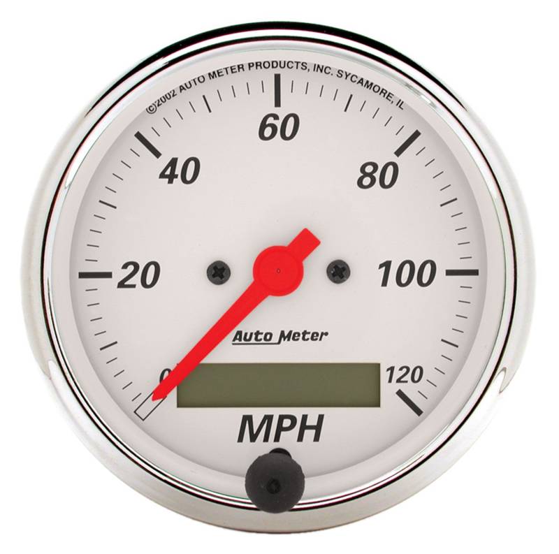 AutoMeter - AutoMeter GAUGE, SPEEDOMETER, 3 1/8" , 120MPH, ELEC. PROG. W/ LCD ODO, ARCTIC WHITE 1388