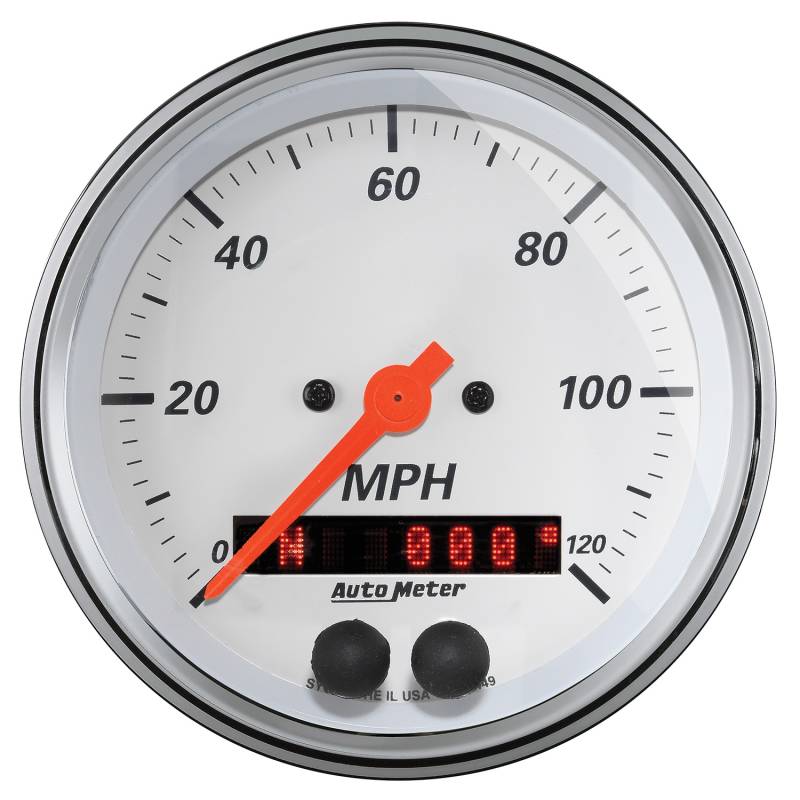 AutoMeter - AutoMeter GAUGE, SPEEDOMETER, 3 3/8" , 120MPH, GPS, ARCTIC WHITE 1349