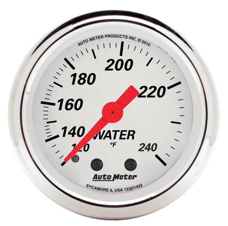 AutoMeter - AutoMeter GAUGE, WATER TEMP, 2 1/16" , 120-240 Degrees F, MECH, ARCTIC WHITE 1332