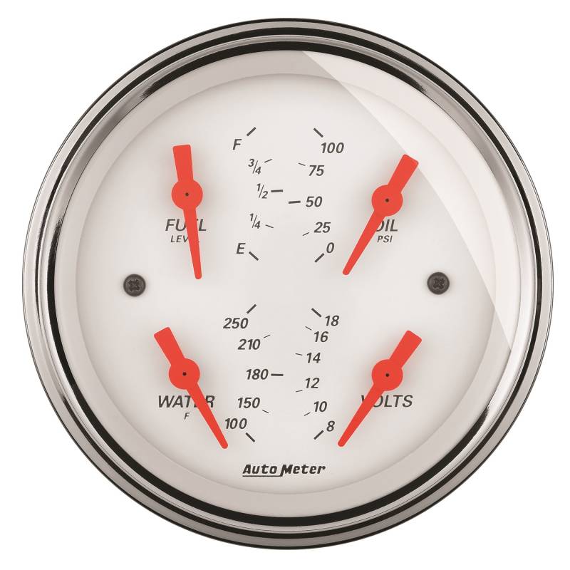 AutoMeter - AutoMeter GAUGE, QUAD, 3 3/8" , 0OE-90OF, ELEC, ARCTIC WHITE 1314