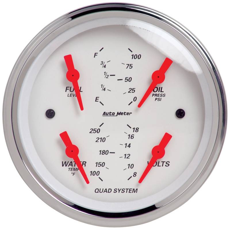 AutoMeter - AutoMeter GAUGE, QUAD, 3 3/8" , 240OE-33OF, ELEC, ARCTIC WHITE 1312