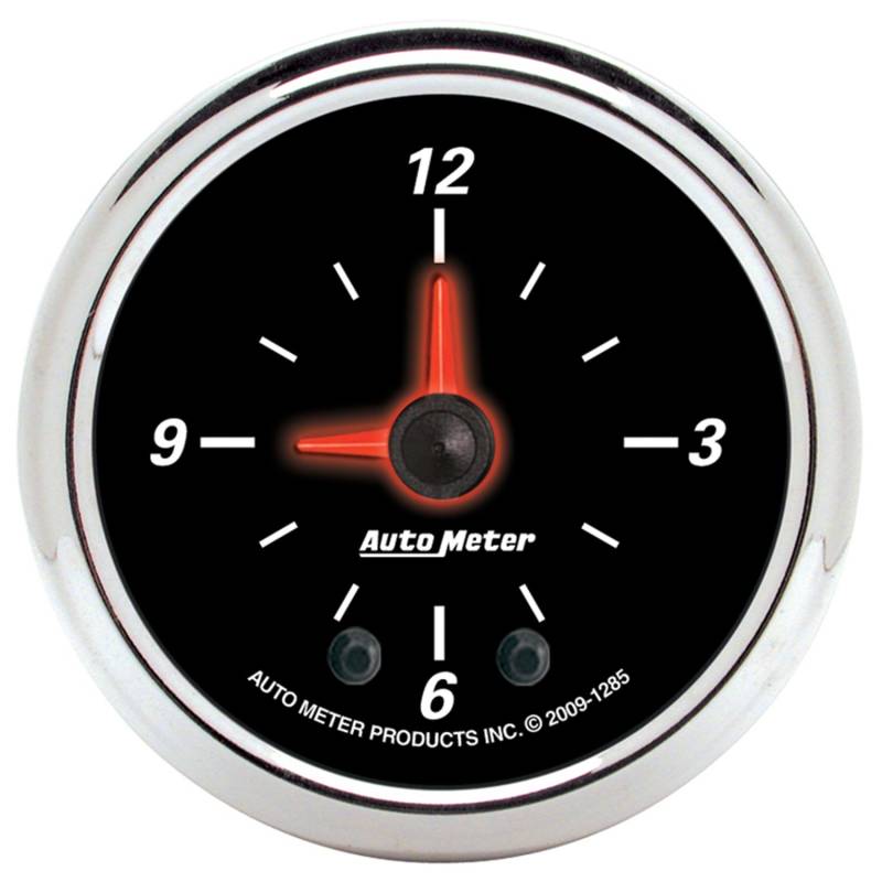 AutoMeter - AutoMeter GAUGE, CLOCK, 2 1/16" , 12HR, ANALOG, DESIGNER BLACK II 1285