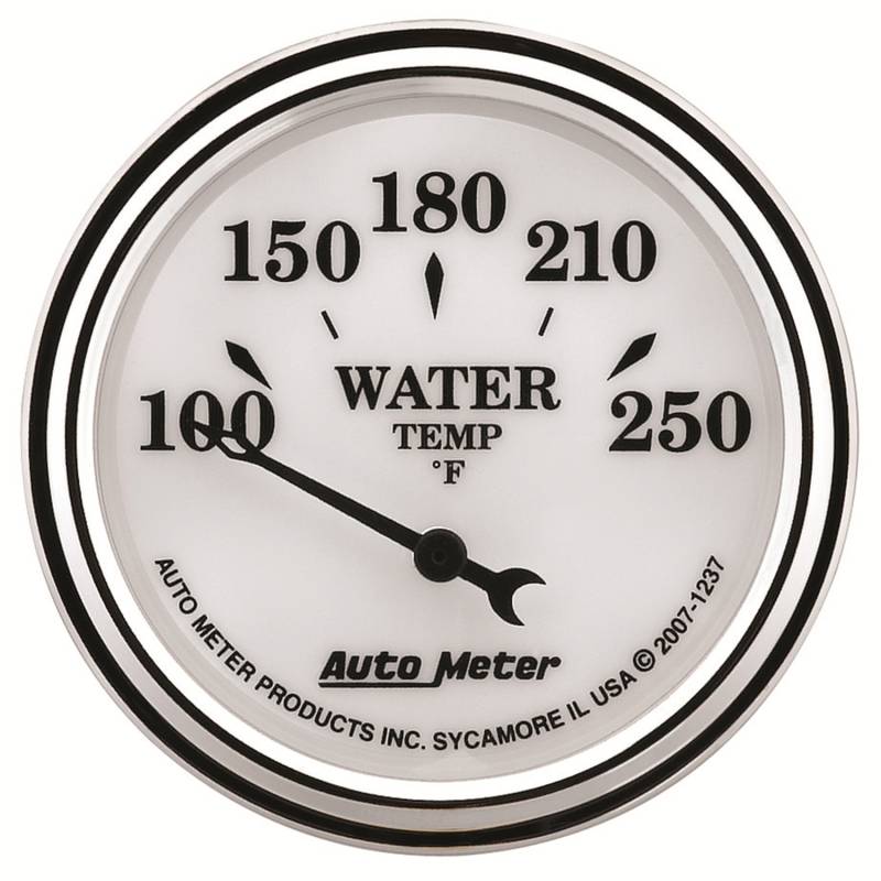 AutoMeter - AutoMeter GAUGE, WATER TEMP, 2 1/16" , 250 Degrees F, ELEC, OLD TYME WHITE II 1237