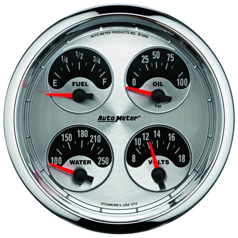 AutoMeter - AutoMeter GAUGE, QUAD, 5" , 0OE TO 90OF, ELEC, AMERICAN MUSCLE 1225