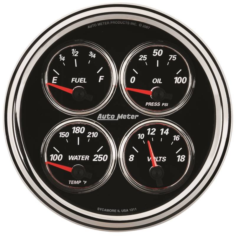 AutoMeter - AutoMeter GAUGE, QUAD, 5" , 0OE-90OF, ELEC, DESIGNER BLACK II 1224