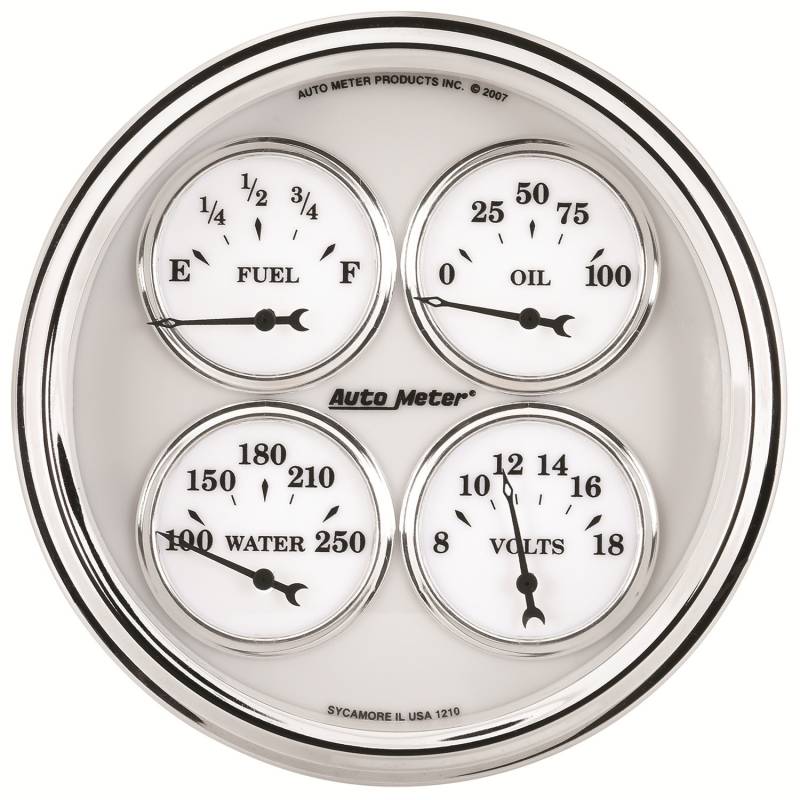 AutoMeter - AutoMeter GAUGE, QUAD, 5" , 240OE-33OF, ELEC, OLD TYME WHITE II 1210