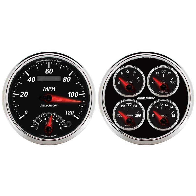 AutoMeter - AutoMeter GAUGE KIT, 2 PC., QUAD & TACH/SPEEDO, 5" , DESIGNER BLACK II 1204