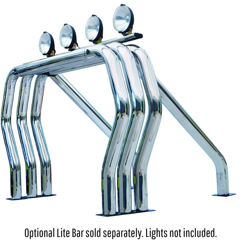 Go Rhino - Go Rhino Bed Bars Complete Kit - Triple Bar/Single Kicker (On wheel wells) - Chrome 9009516TSC