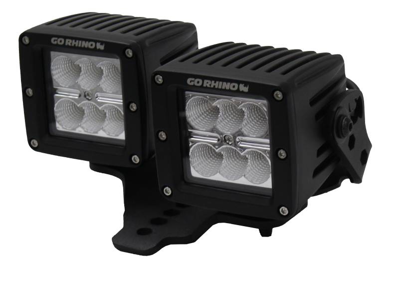 Go Rhino - Go Rhino Hood Hinge Light Mount for Jeep JL/JT - Fits 3" X 3" Dual Cube Offset  731230T