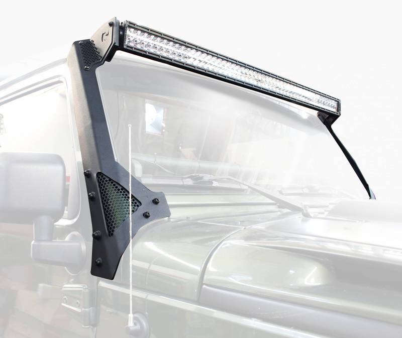 Go Rhino - Go Rhino Windshield Light Mount for Jeep Wrangler JK, fits 50" Light Bar 730503T