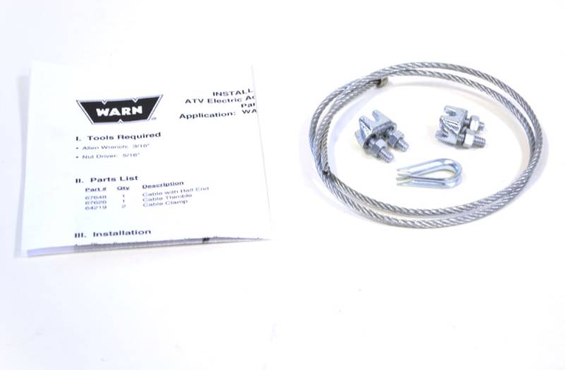 Warn - Warn ATV Plow Actuator 300 LB Cap 30 Ft Wire Rope With 2 Cable Clips 1 Cable Thimble 68135