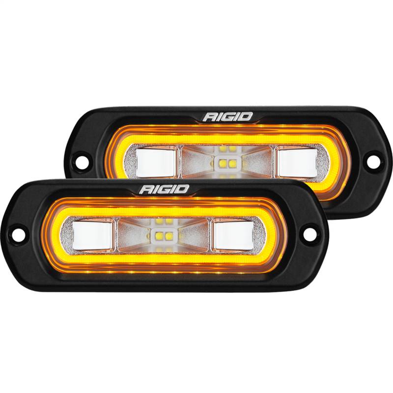 RIGID Industries - RIGID Industries RIGID SR-L Series Off-Road Spreader Pod, 3 Wire, Flush Mount, Amber Halo, Pair 53223